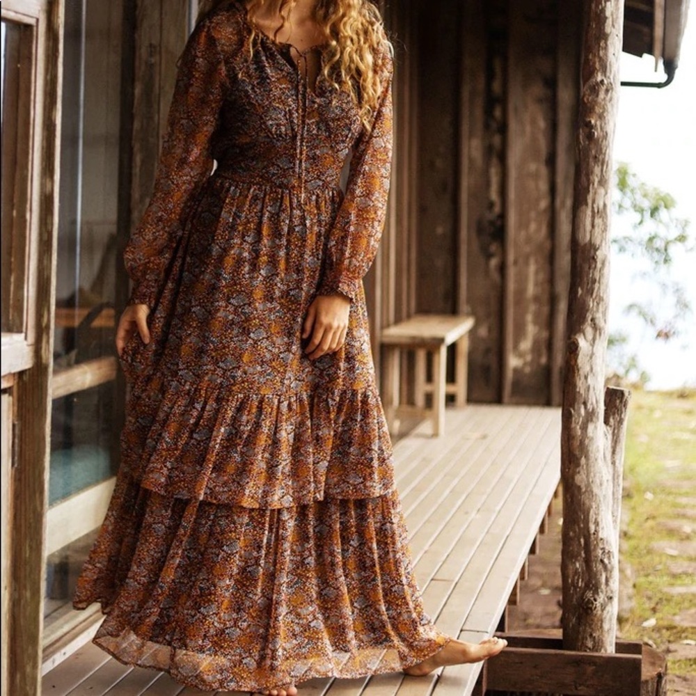 *WORN ONCE* Patrons of Peace long sleeve floral maxi dress